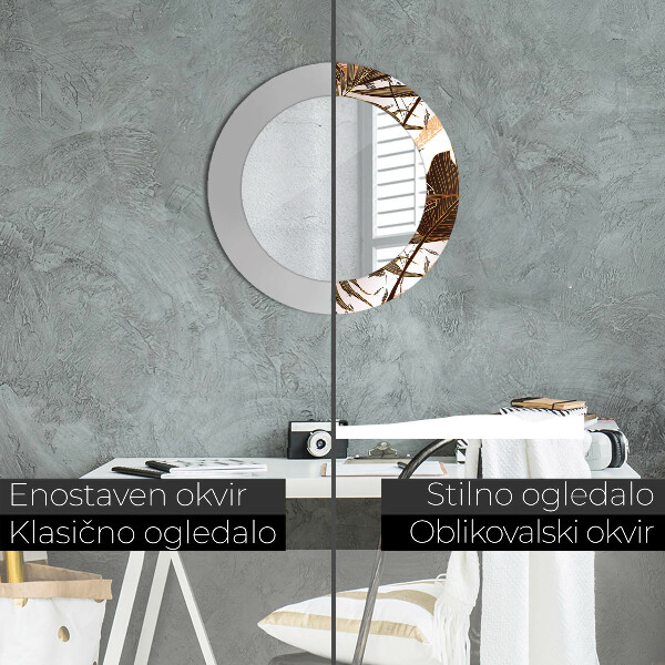 Kerek dísztükör pálmalevelek