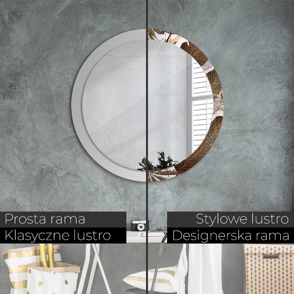 Kerek dísztükör pálmalevelek