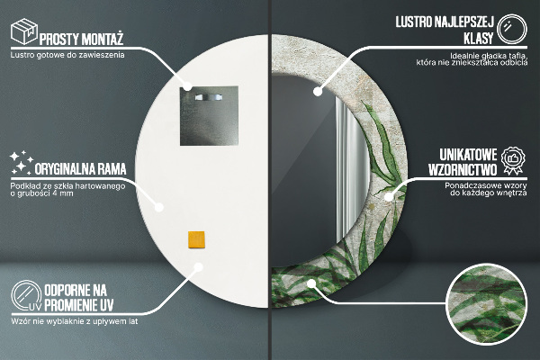 Kerek tükör fali dísz Páfránylevél