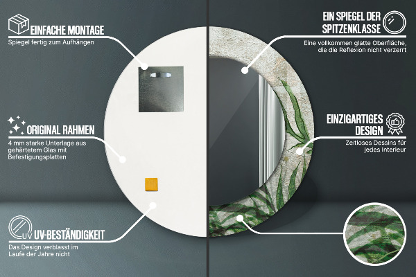 Kerek tükör fali dísz Páfránylevél