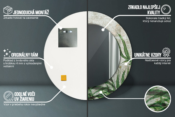 Kerek tükör fali dísz Páfránylevél