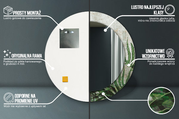 Kerek tükör fali dísz Páfránylevél