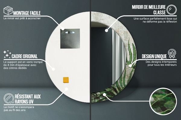 Kerek tükör fali dísz Páfránylevél