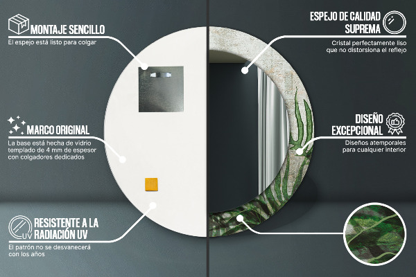 Kerek tükör fali dísz Páfránylevél