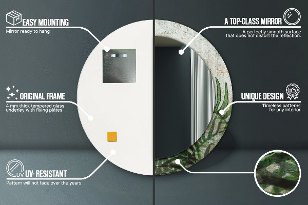 Kerek tükör fali dísz Páfránylevél