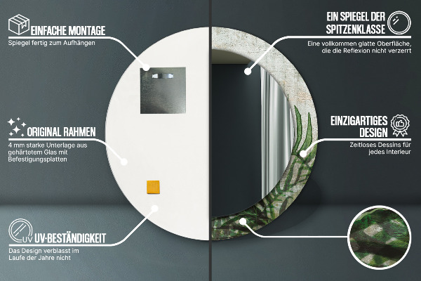 Kerek tükör fali dísz Páfránylevél