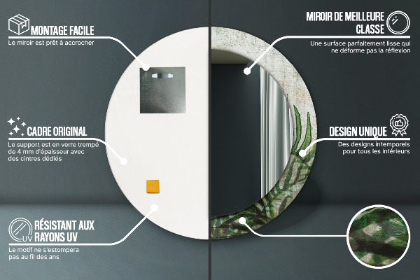 Kerek tükör fali dísz Páfránylevél