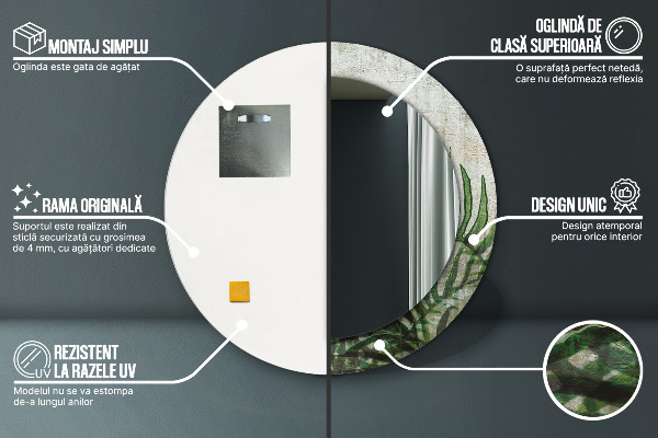 Kerek tükör fali dísz Páfránylevél