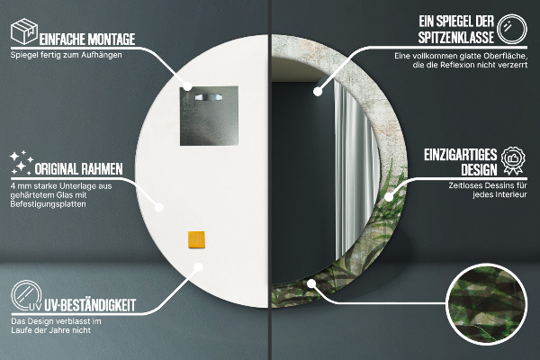 Kerek tükör fali dísz Páfránylevél