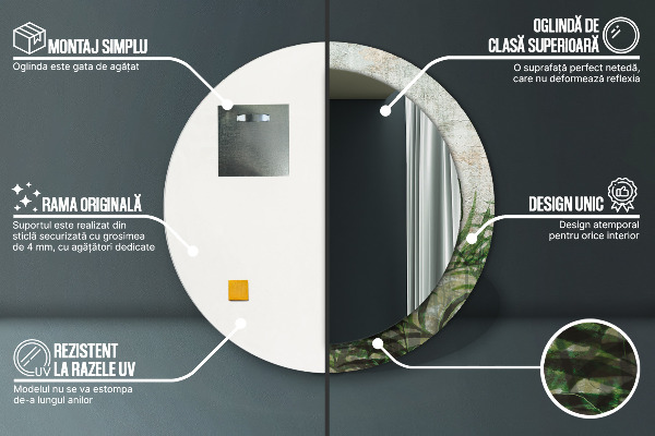 Kerek tükör fali dísz Páfránylevél