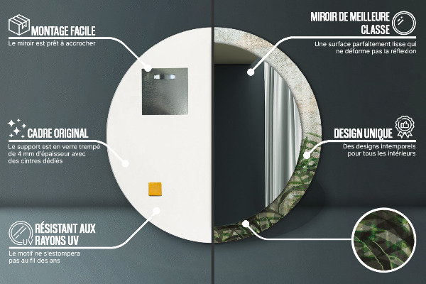 Kerek tükör fali dísz Páfránylevél