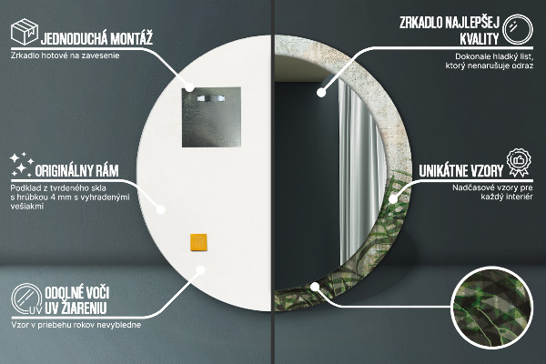 Kerek tükör fali dísz Páfránylevél