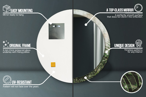 Kerek tükör fali dísz Páfránylevél