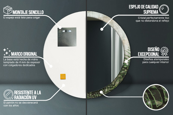 Kerek tükör fali dísz Páfránylevél