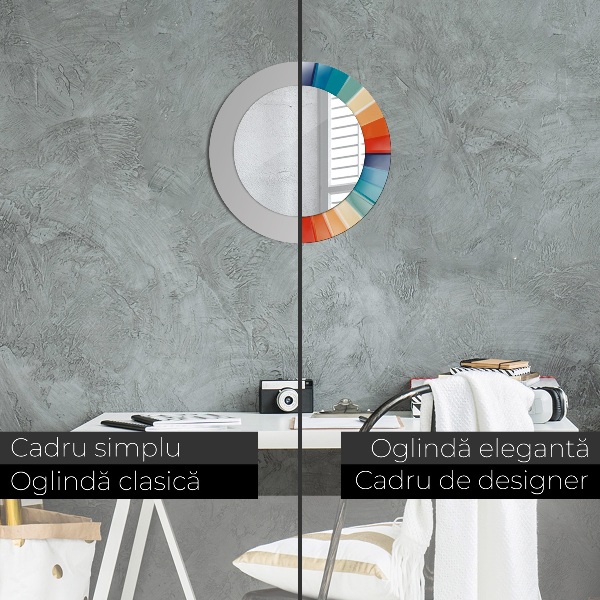 Kerek tükör díszítéssel Radiális koncentrikus csíkok