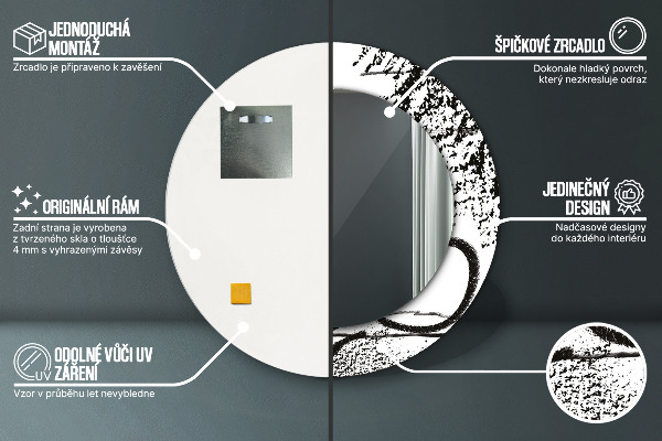 Kerek tükör keret nyomtatással Graffiti minta