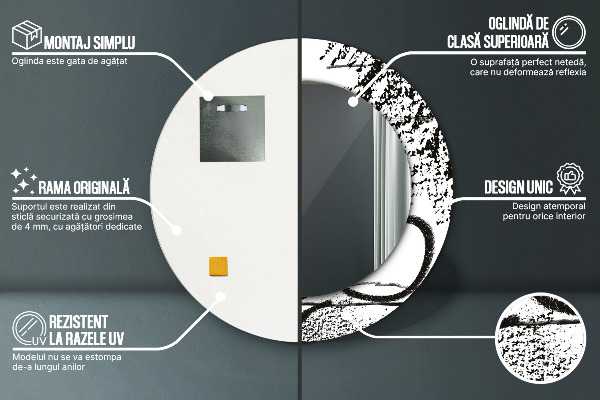 Kerek tükör keret nyomtatással Graffiti minta