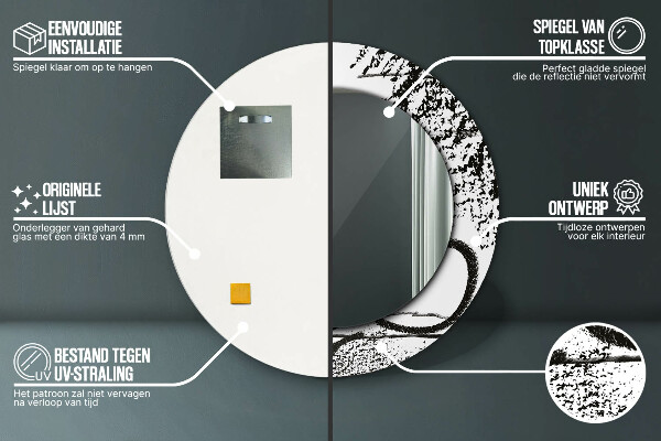 Kerek tükör keret nyomtatással Graffiti minta