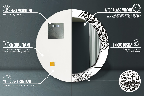 Kerek tükör keret nyomtatással Graffiti minta