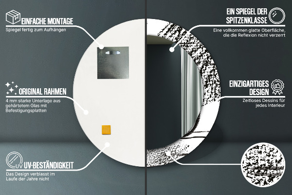 Kerek tükör keret nyomtatással Graffiti minta