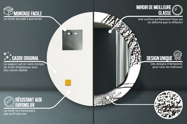 Kerek tükör keret nyomtatással Graffiti minta