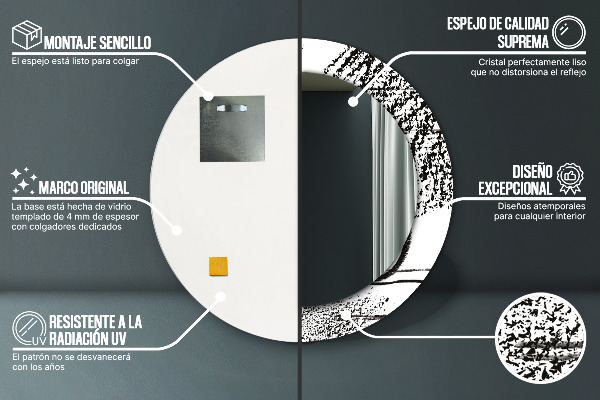 Kerek tükör keret nyomtatással Graffiti minta