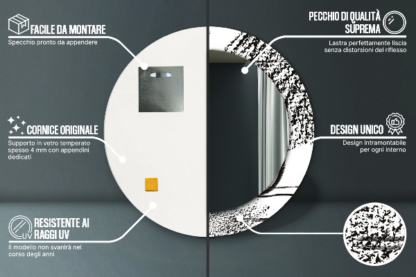 Kerek tükör keret nyomtatással Graffiti minta