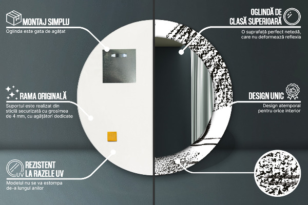 Kerek tükör keret nyomtatással Graffiti minta