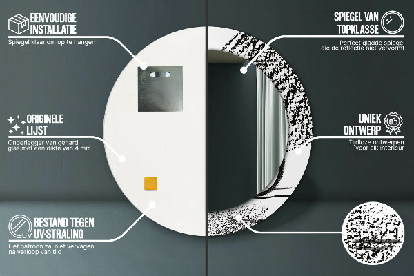 Kerek tükör keret nyomtatással Graffiti minta