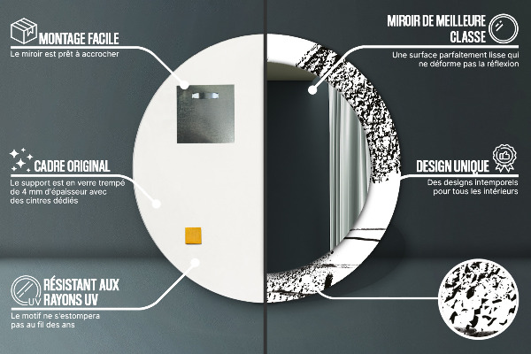 Kerek tükör keret nyomtatással Graffiti minta