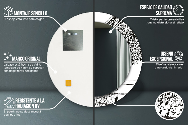 Kerek tükör keret nyomtatással Graffiti minta