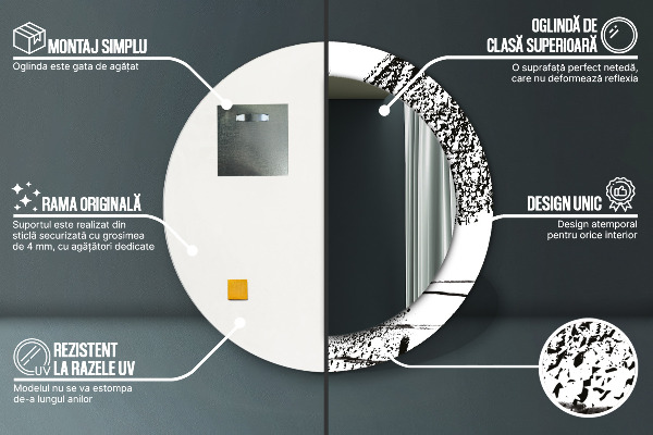 Kerek tükör keret nyomtatással Graffiti minta