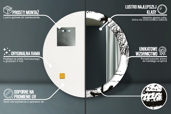 Kerek tükör keret nyomtatással Graffiti minta