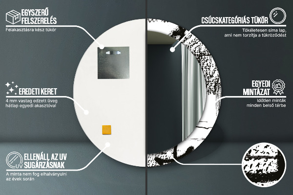 Kerek tükör keret nyomtatással Graffiti minta