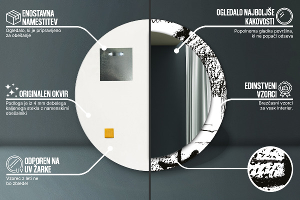 Kerek tükör keret nyomtatással Graffiti minta