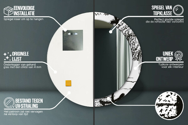 Kerek tükör keret nyomtatással Graffiti minta