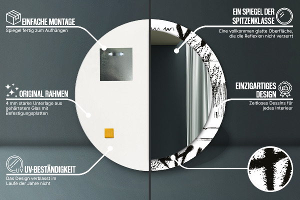 Kerek tükör keret nyomtatással Graffiti minta