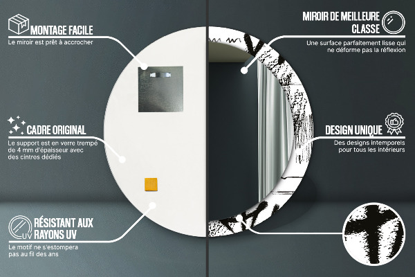 Kerek tükör keret nyomtatással Graffiti minta