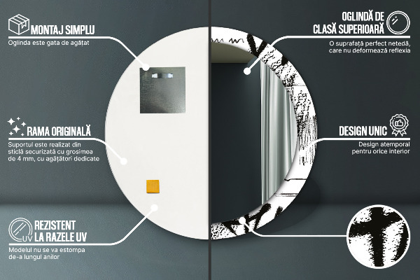 Kerek tükör keret nyomtatással Graffiti minta