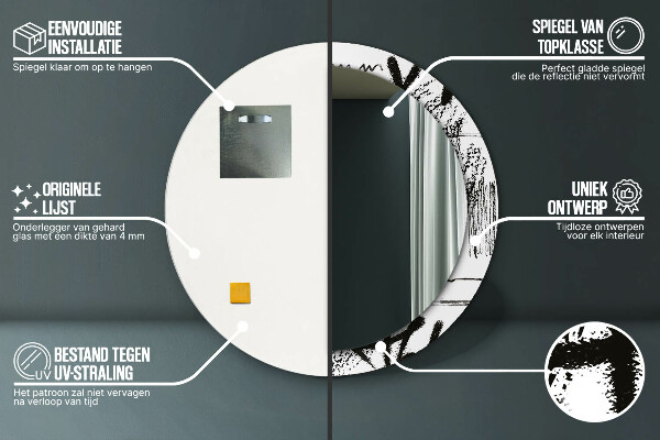 Kerek tükör keret nyomtatással Graffiti minta