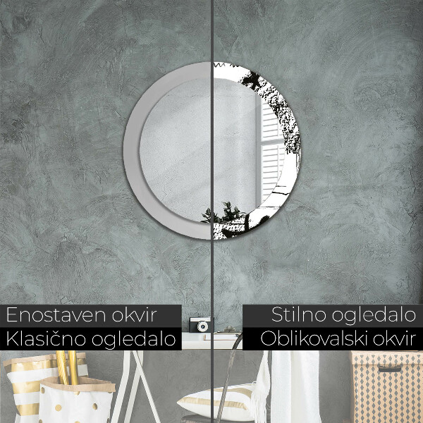 Kerek tükör keret nyomtatással Graffiti minta