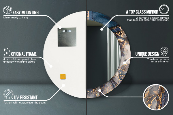 Kerek tükör nyomtatott kerettel Absztrakt folyadék