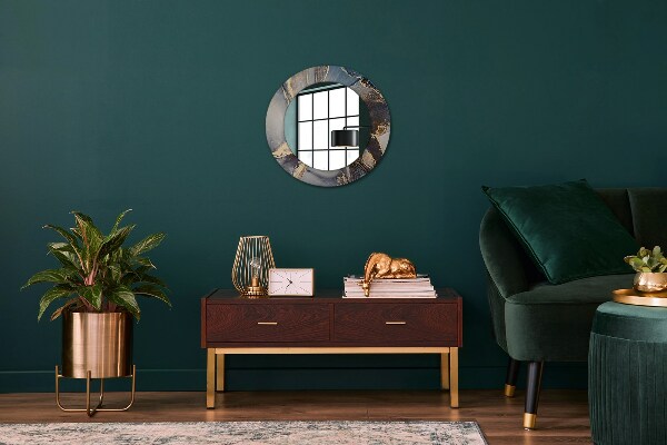 Kerek tükör nyomtatott kerettel Absztrakt folyadék