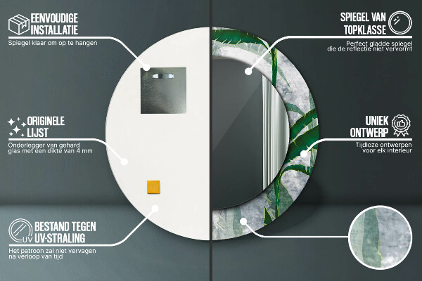 Kerek dísztükör Trópusi levelek