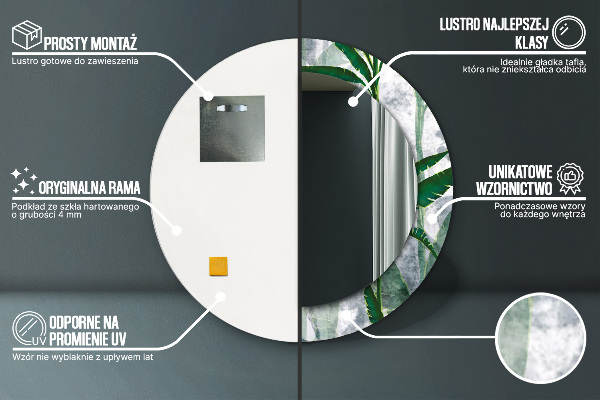 Kerek dísztükör Trópusi levelek