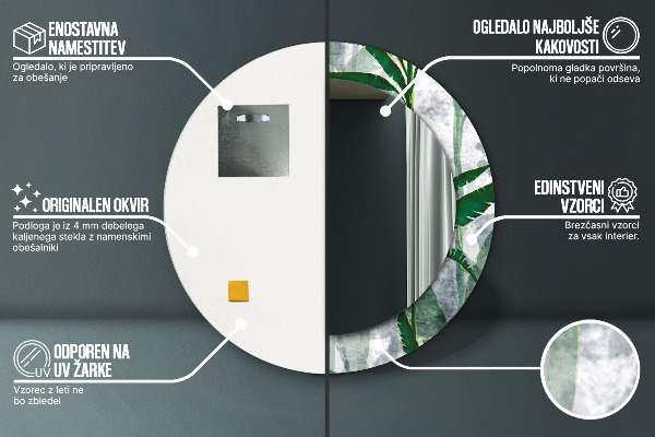 Kerek dísztükör Trópusi levelek