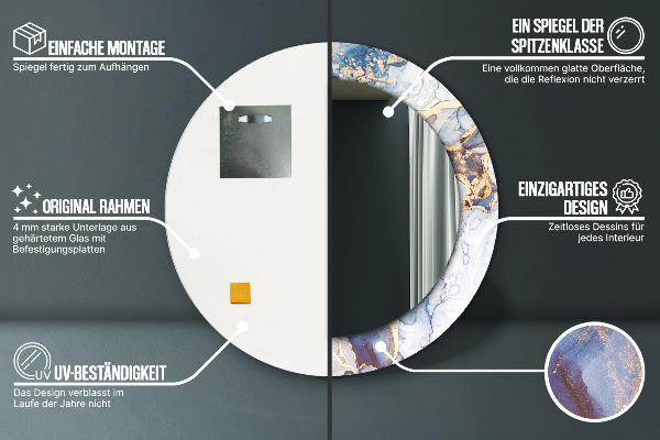 Kerek díszes tükör Absztrakt folyadék művészet