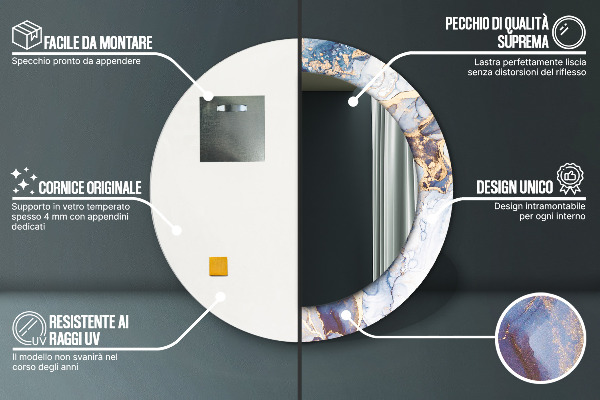 Kerek díszes tükör Absztrakt folyadék művészet