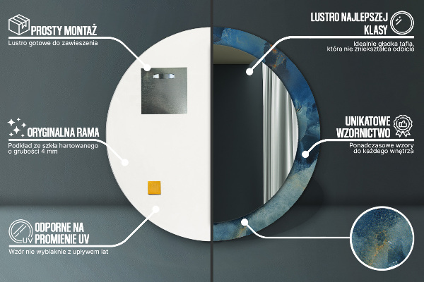 Kerek tükör díszítéssel Ónix márvány