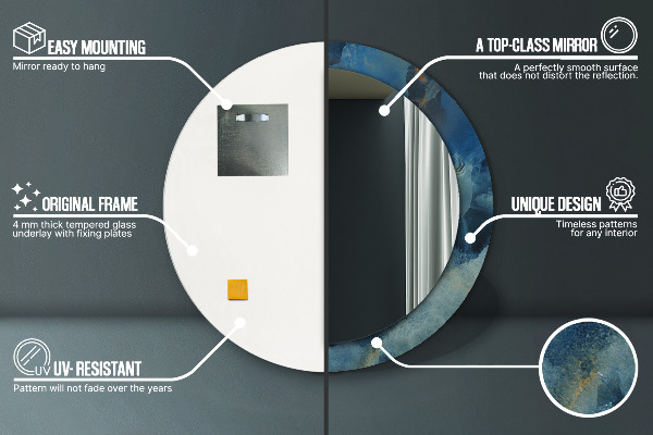 Kerek tükör díszítéssel Ónix márvány